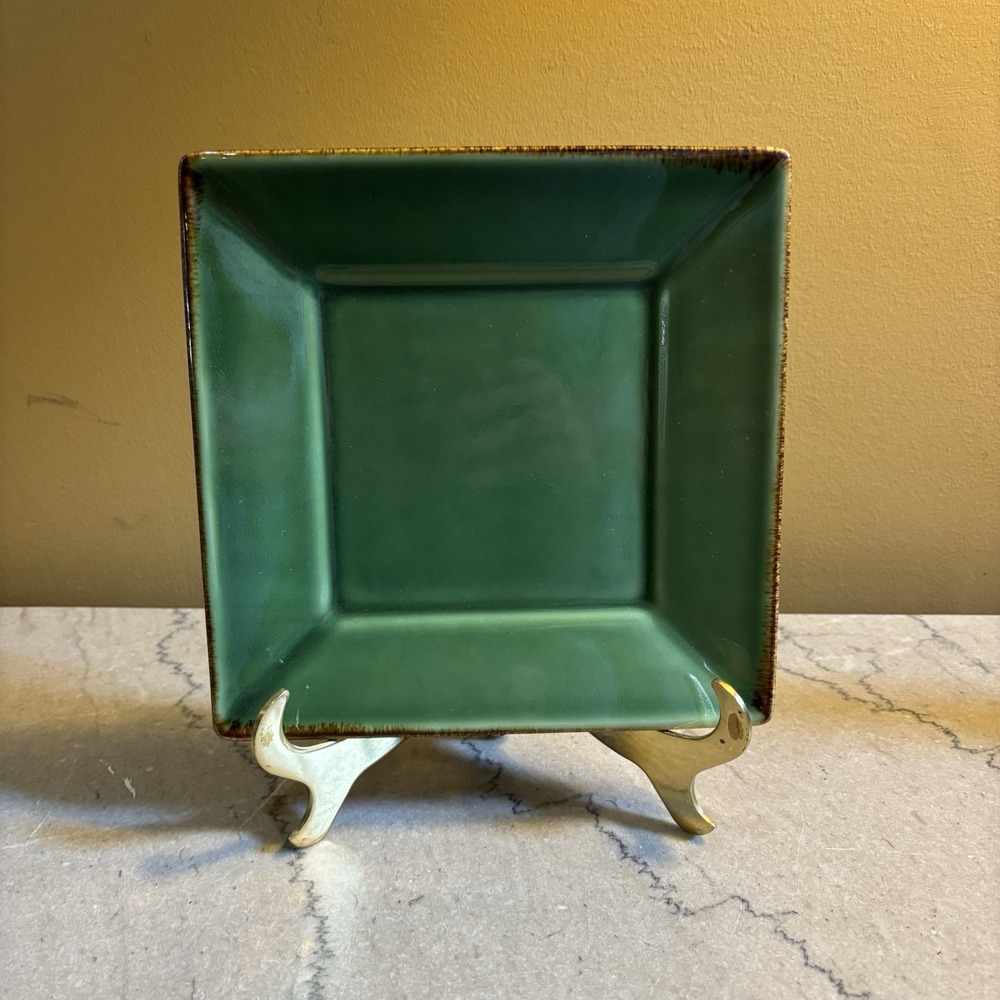 Pottery Barn‎ Green Asian Square Salad Plate 8  1/8" Wide Japan Vintage